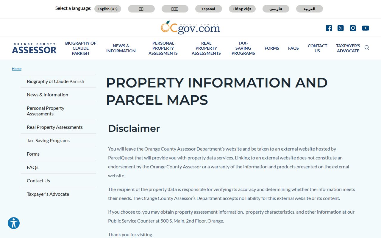 Cypress people search Orange County Assessor parcel information