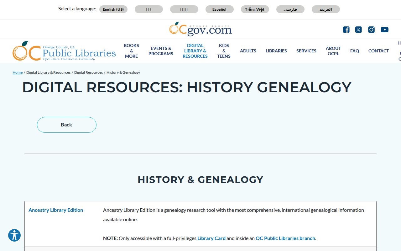 Cypress people directories OCPL history and genealogy resources