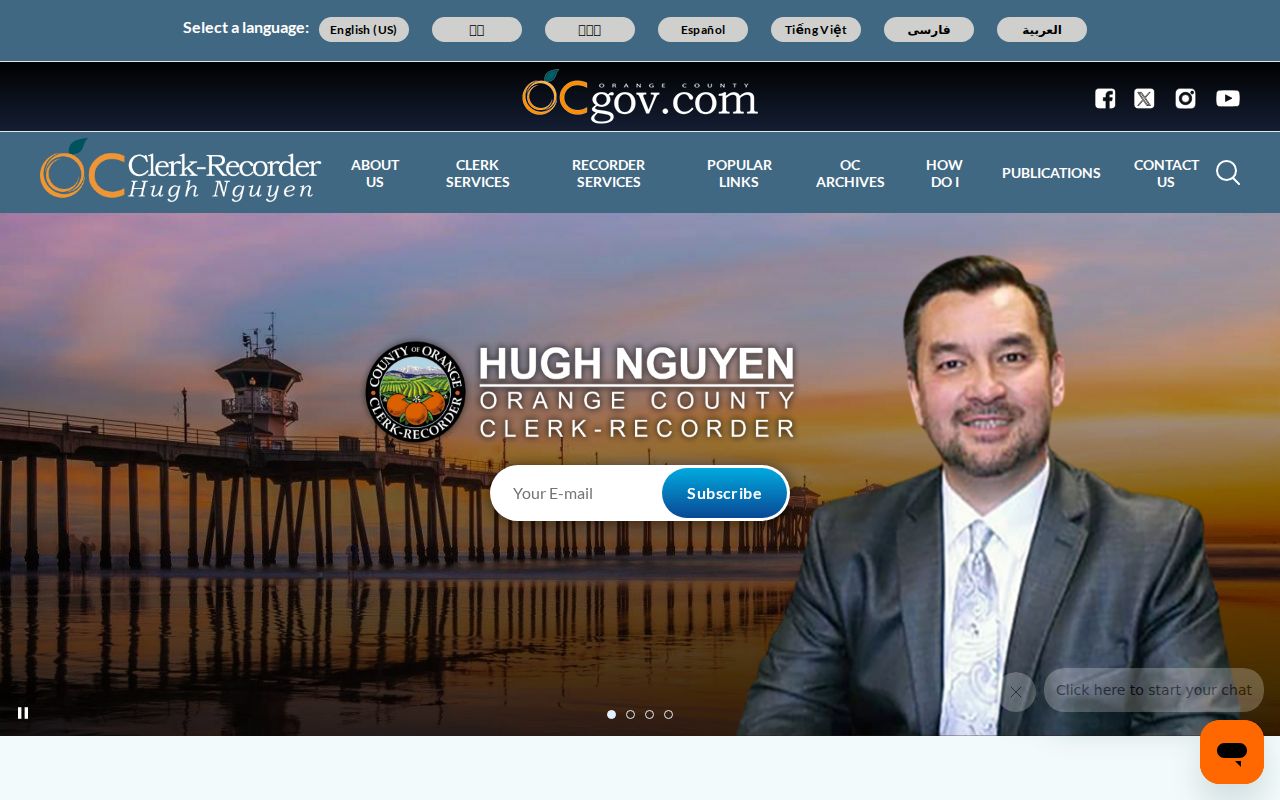 Cypress public records Orange County Clerk Recorder homepage