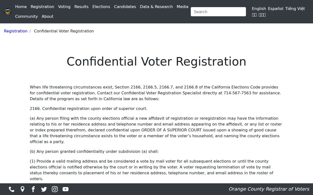 Cypress voter registration records confidential voter registration